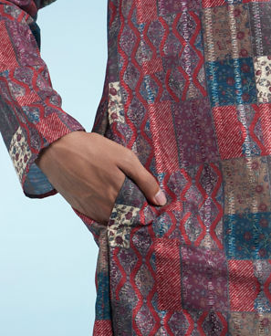 Diwas Men Maroon Majesty Kurta Pajama