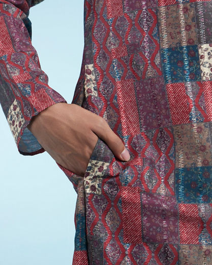 Diwas Men Maroon Majesty Kurta Pajama