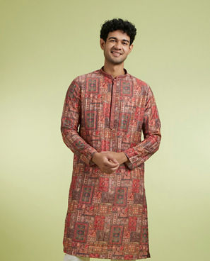 Diwas Men Elegant Rust Kurta Pajama Set