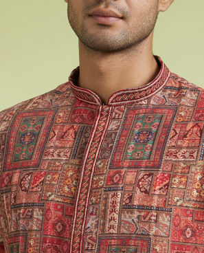 Diwas Men Elegant Rust Kurta Pajama Set