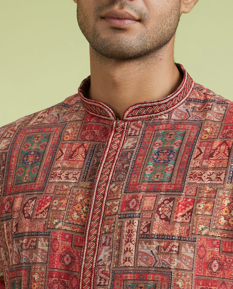 Diwas Men Elegant Rust Kurta Pajama Set