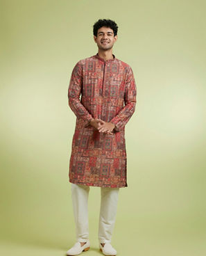 Diwas Men Elegant Rust Kurta Pajama Set