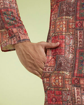 Diwas Men Elegant Rust Kurta Pajama Set
