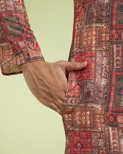 Diwas Men Elegant Rust Kurta Pajama Set