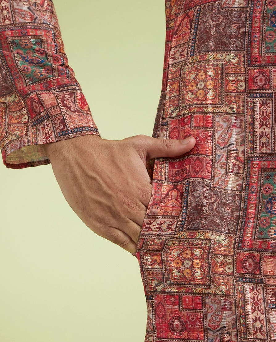 Diwas Men Elegant Rust Kurta Pajama Set