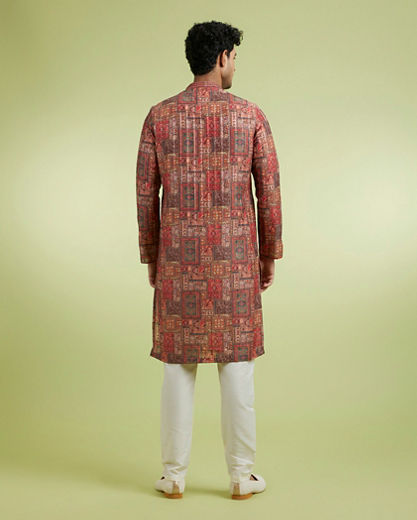 Diwas Men Elegant Rust Kurta Pajama Set