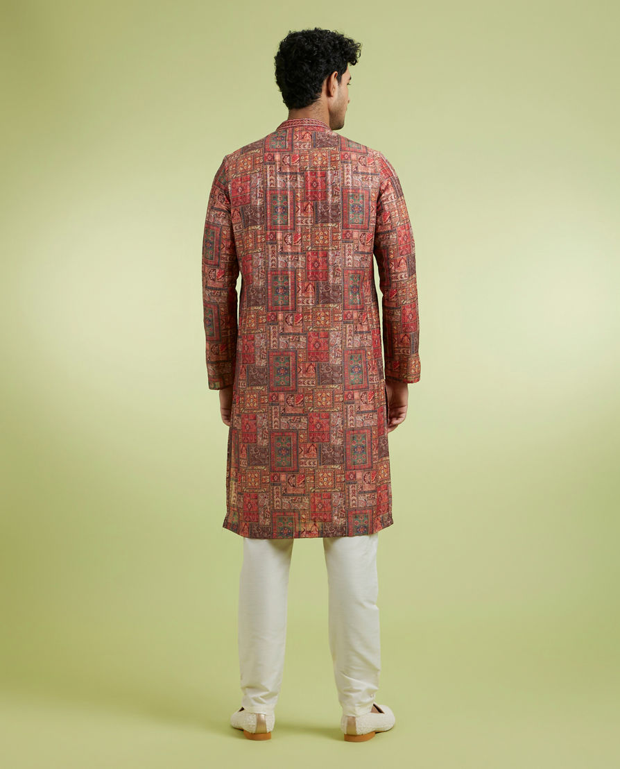 Diwas Men Elegant Rust Kurta Pajama Set