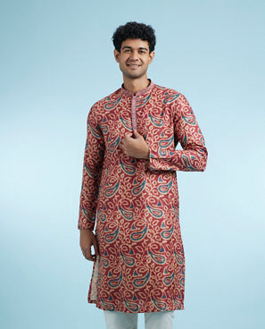 Diwas Men Maroon Majesty Kurta Pajama