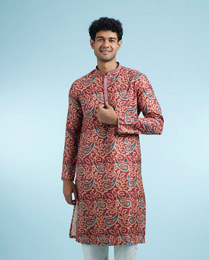 Diwas Men Maroon Majesty Kurta Pajama