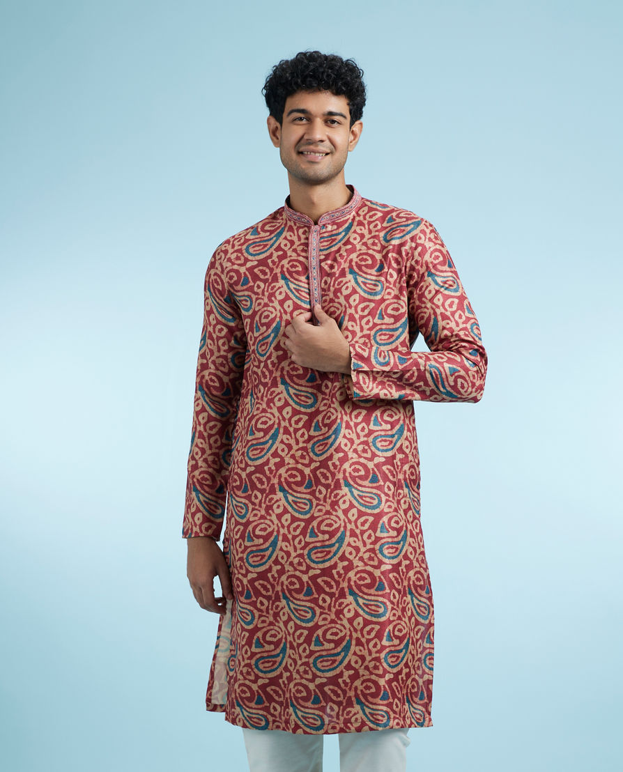 Diwas Men Maroon Majesty Kurta Pajama