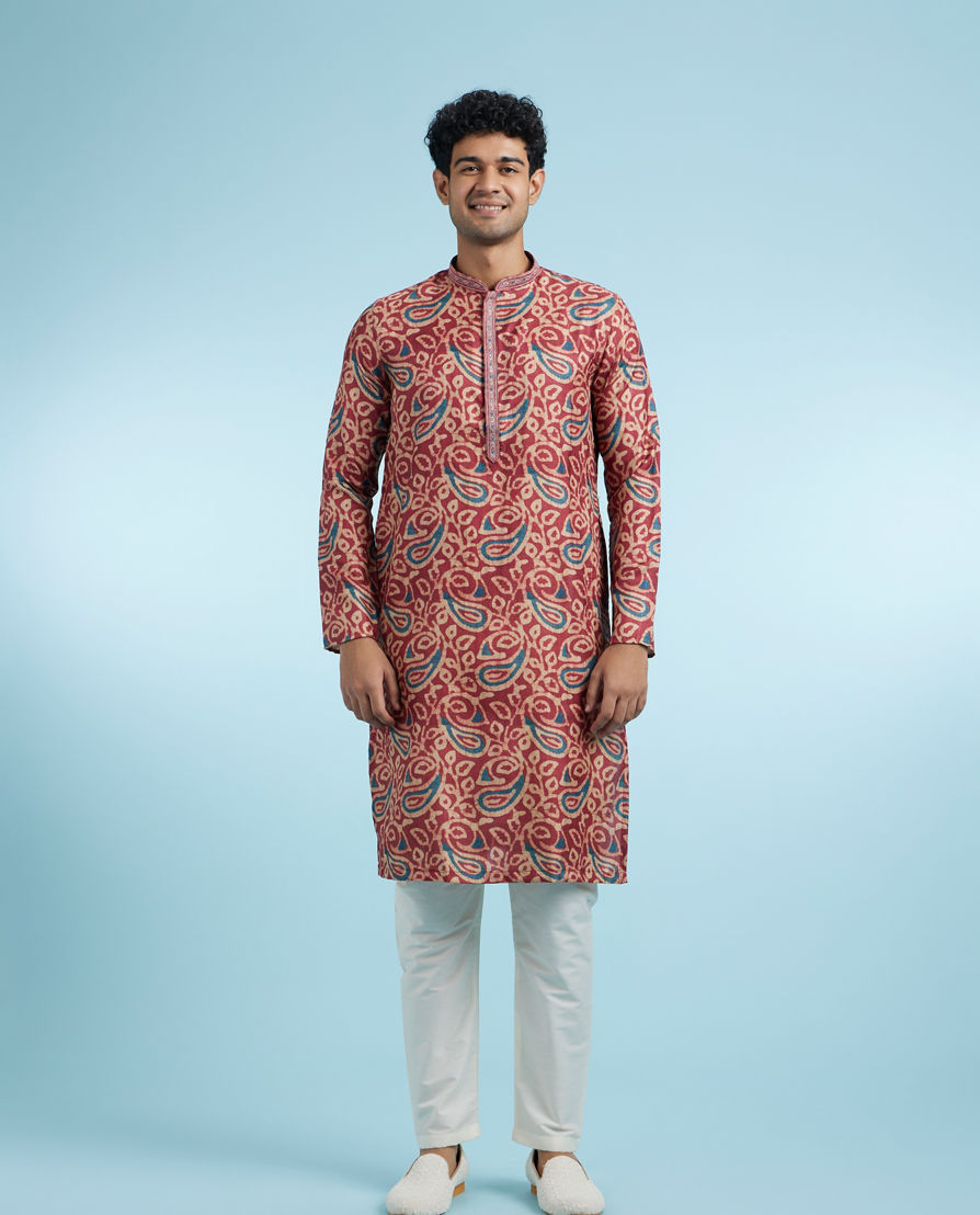 Diwas Men Maroon Majesty Kurta Pajama