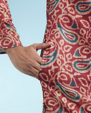 Diwas Men Maroon Majesty Kurta Pajama