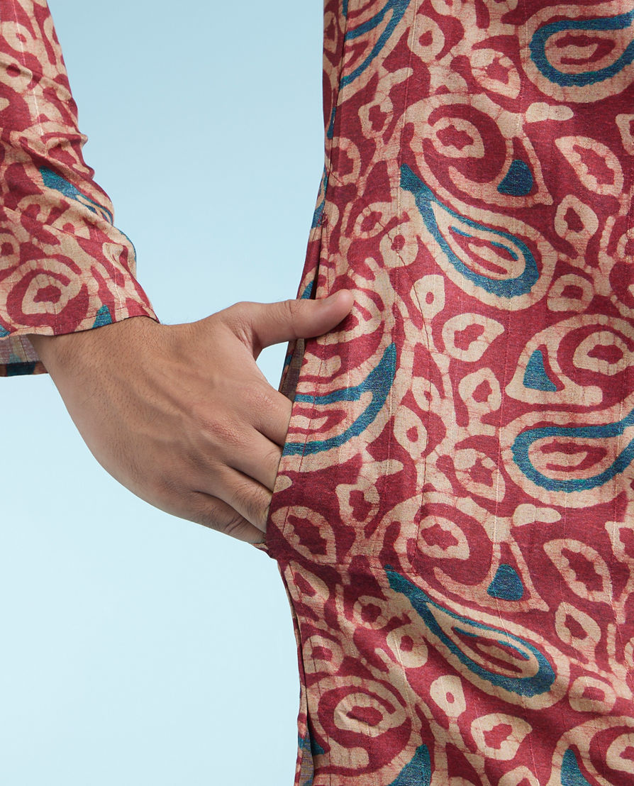 Diwas Men Maroon Majesty Kurta Pajama