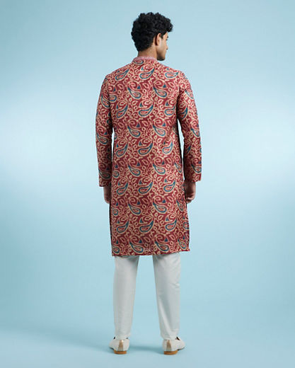 Diwas Men Maroon Majesty Kurta Pajama