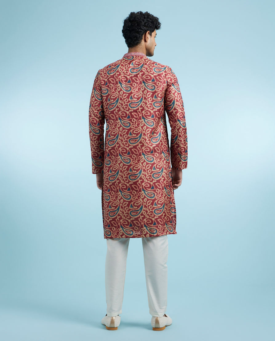 Diwas Men Maroon Majesty Kurta Pajama