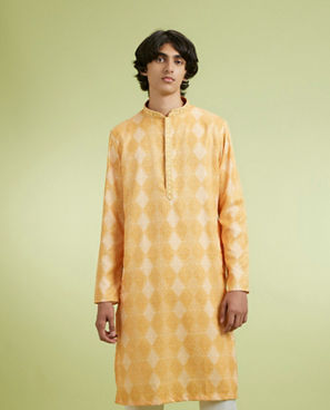 Diwas Men Festive Mustard Kurta Pajama