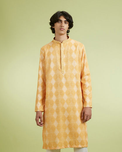 Diwas Men Festive Mustard Kurta Pajama