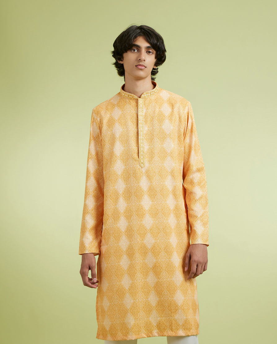 Diwas Men Festive Mustard Kurta Pajama