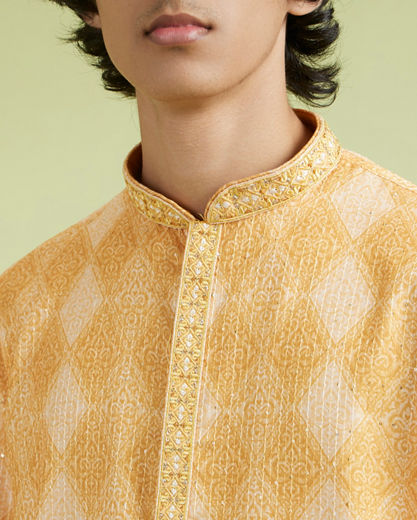 Diwas Men Festive Mustard Kurta Pajama