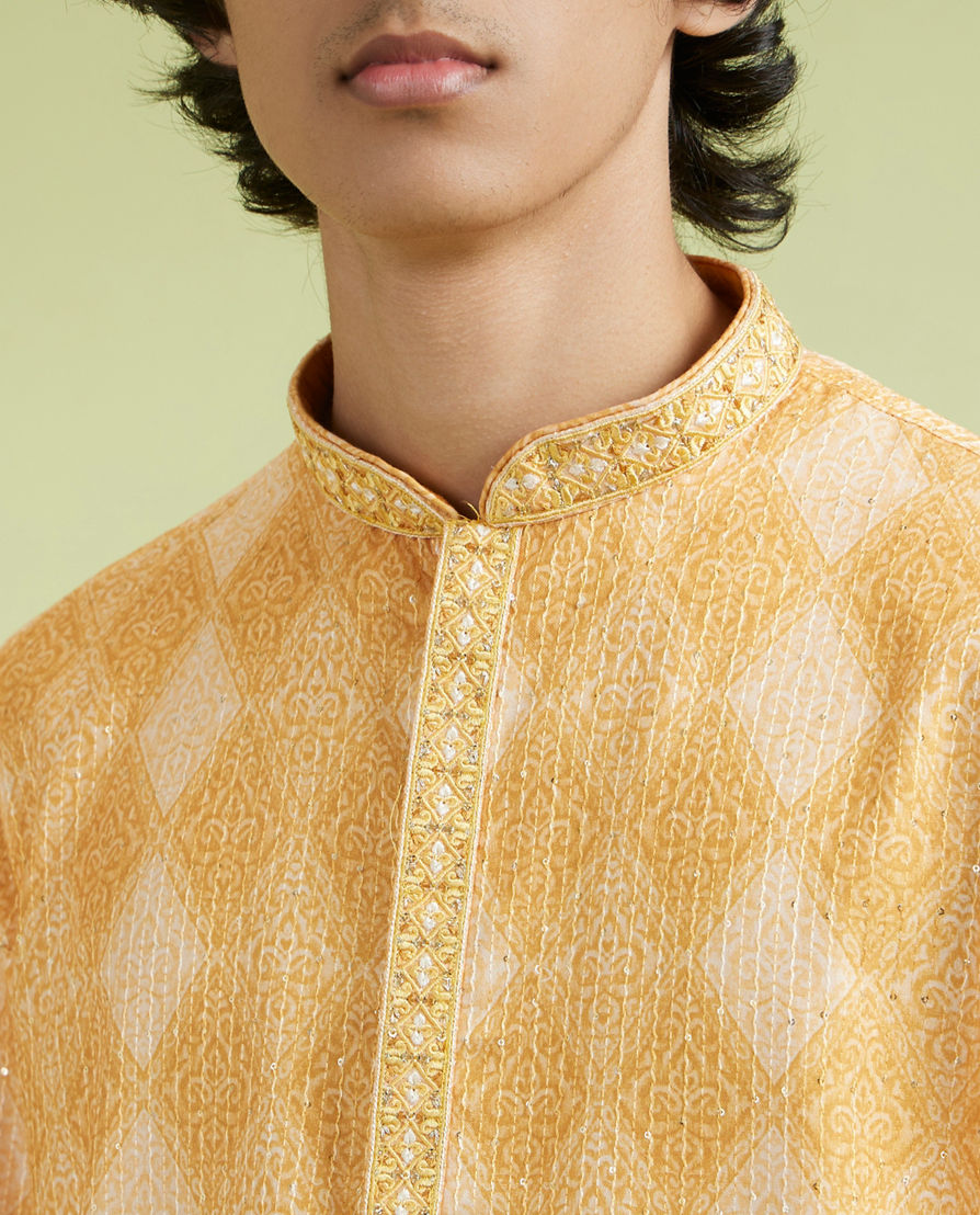 Diwas Men Festive Mustard Kurta Pajama