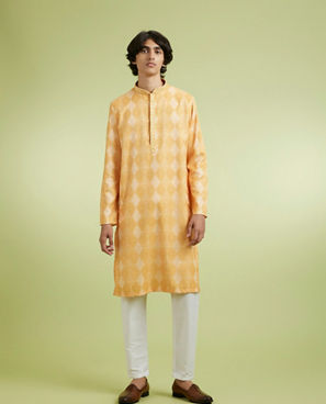 Diwas Men Festive Mustard Kurta Pajama