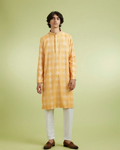 Diwas Men Festive Mustard Kurta Pajama