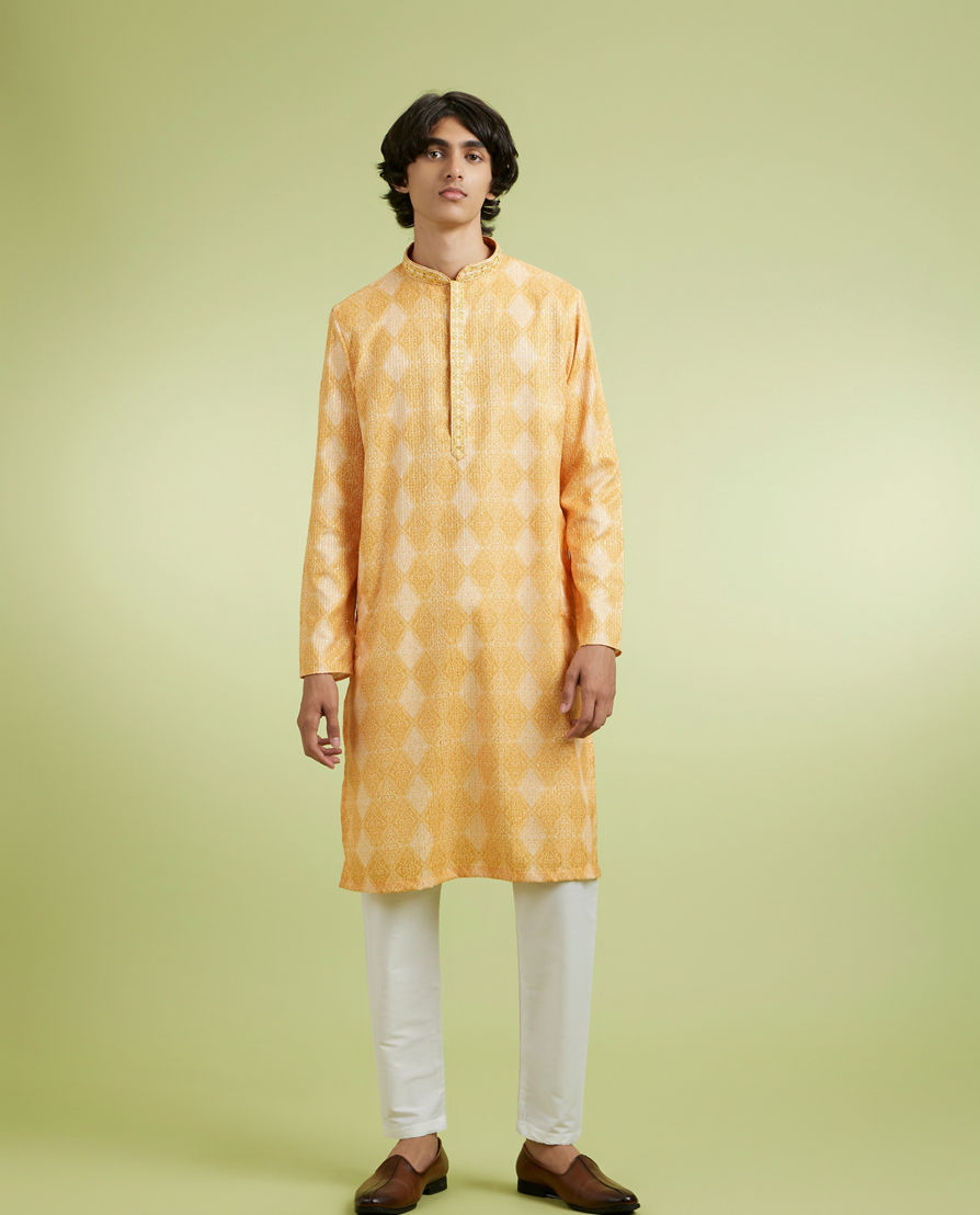 Diwas Men Festive Mustard Kurta Pajama