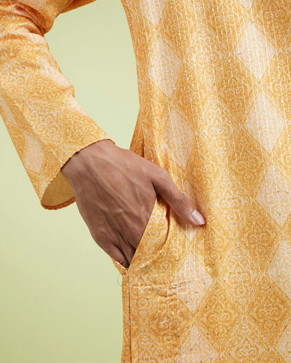 Diwas Men Festive Mustard Kurta Pajama