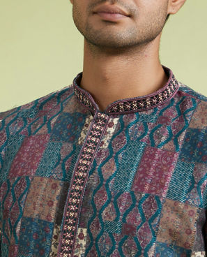 Diwas Men Teal Green Festive Elegance Kurta Pajama
