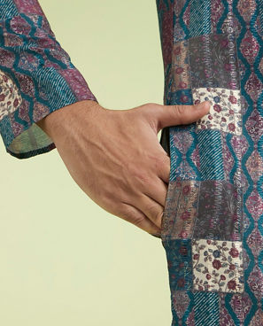 Diwas Men Teal Green Festive Elegance Kurta Pajama