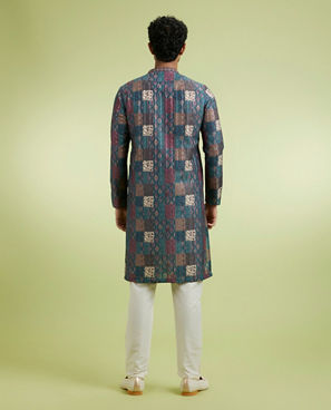 Diwas Men Teal Green Festive Elegance Kurta Pajama