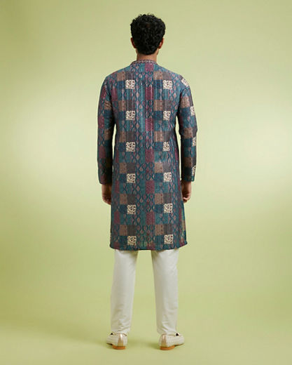 Diwas Men Teal Green Festive Elegance Kurta Pajama