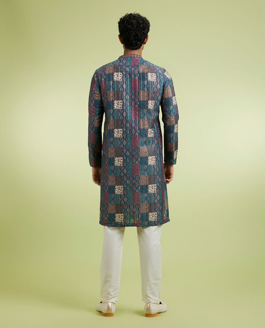 Diwas Men Teal Green Festive Elegance Kurta Pajama