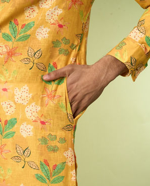 Diwas Men Sun Kissed Yellow Elegance Kurta Pajama
