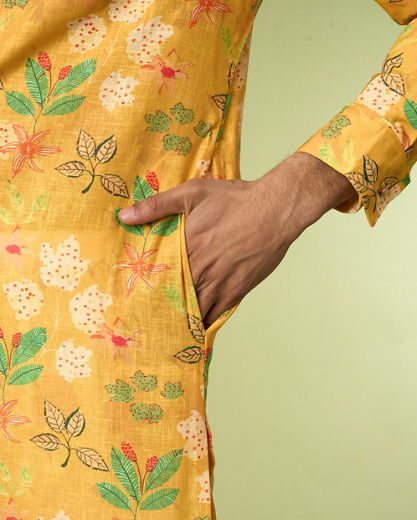 Diwas Men Sun Kissed Yellow Elegance Kurta Pajama