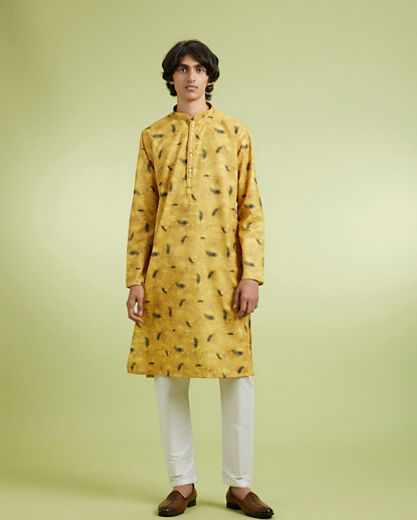 Diwas Men Radiant Mustard Kurta Pajama