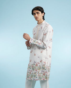 Diwas Men Elegant Beige Cotton Kurta Pajama