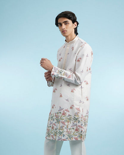 Diwas Men Elegant Beige Cotton Kurta Pajama