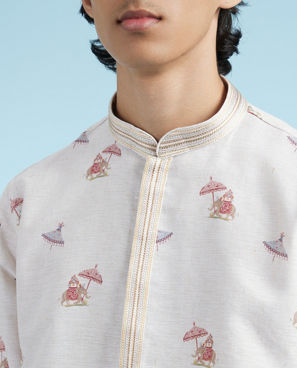 Diwas Men Elegant Beige Cotton Kurta Pajama
