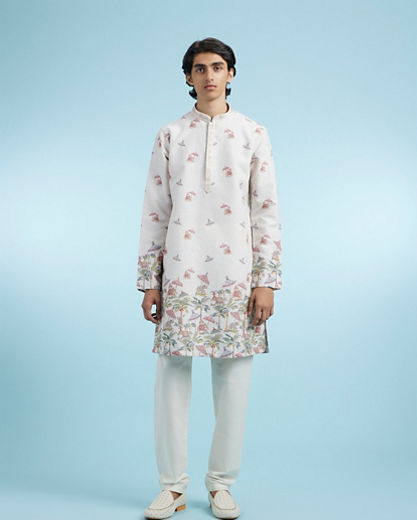 Diwas Men Elegant Beige Cotton Kurta Pajama