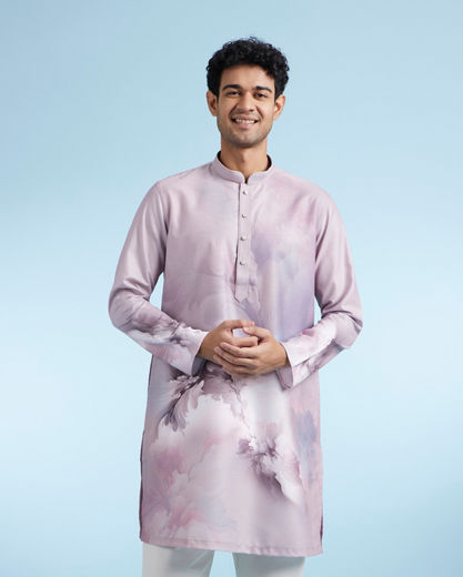 Diwas Men Cream Art Silk Kurta Pajama with Sequined Embellishments