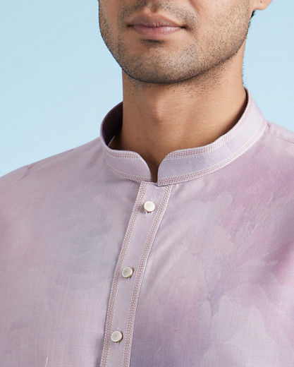 Diwas Men Cream Art Silk Kurta Pajama with Sequined Embellishments