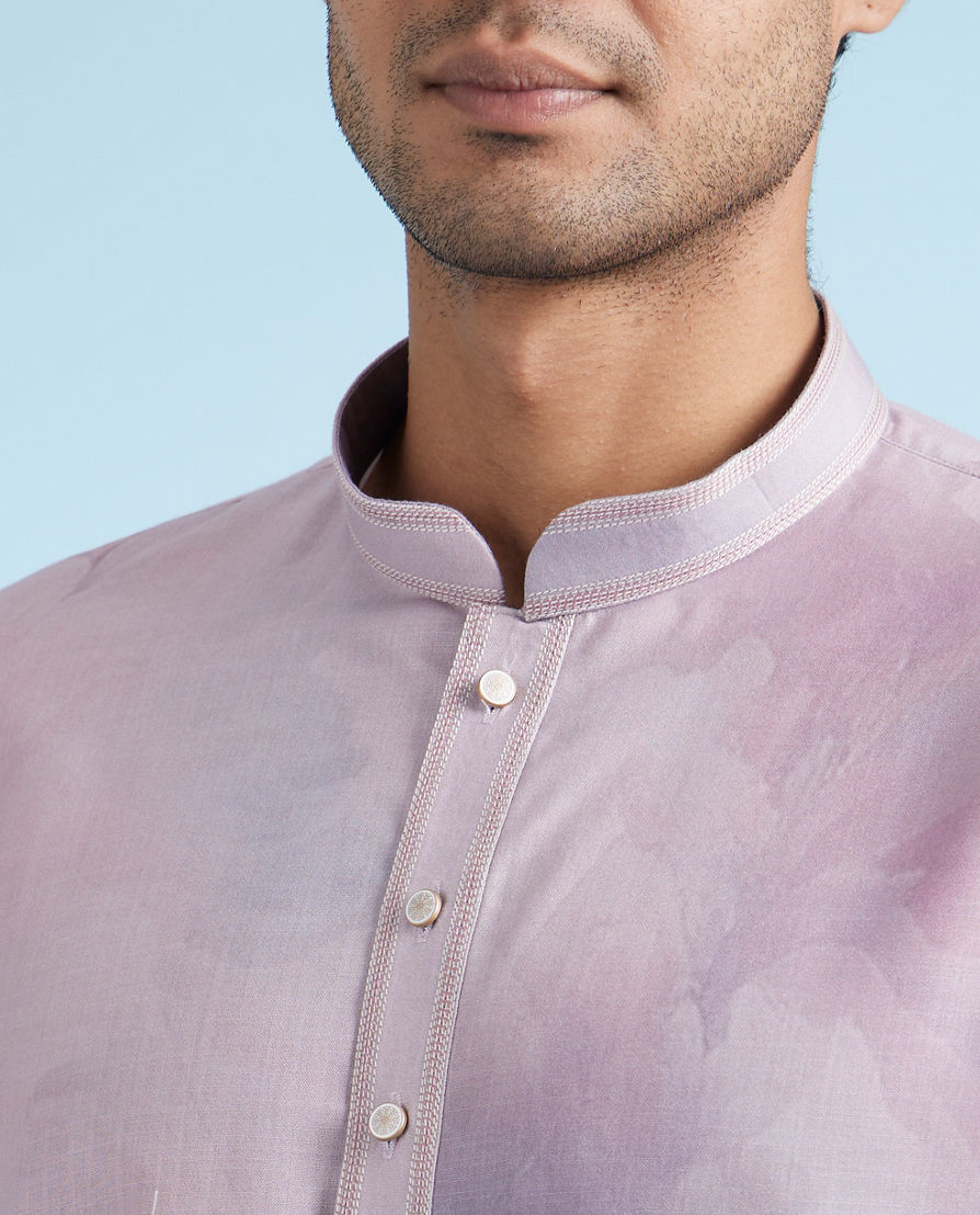 Diwas Men Cream Art Silk Kurta Pajama with Sequined Embellishments