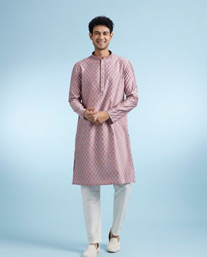 Diwas Men Dusty Pink Festive Kurta Pajama