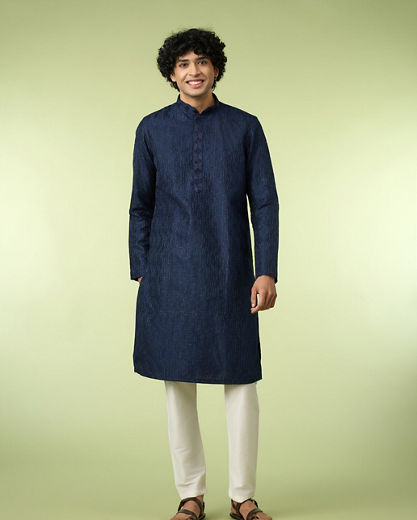 Diwas Men Elegant Dark Blue Kurta Pajama