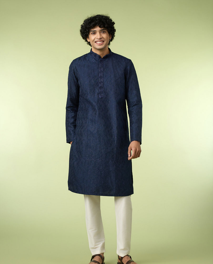 Diwas Men Elegant Dark Blue Kurta Pajama
