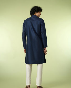Diwas Men Elegant Dark Blue Kurta Pajama