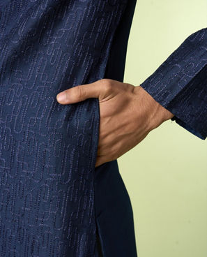 Diwas Men Elegant Dark Blue Kurta Pajama