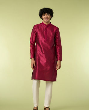 Diwas Men Festive Rani Pink Kurta Pajama