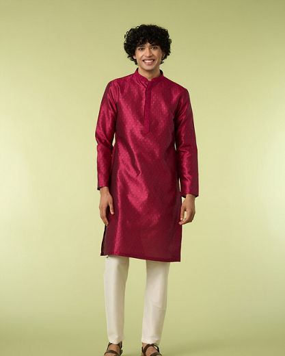 Diwas Men Festive Rani Pink Kurta Pajama